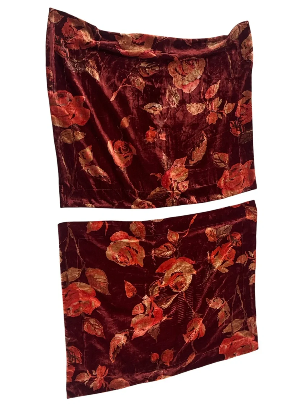 Pottery Barn Crushed Velvet Roses Full Duvet Cover & Standard Sham Set 3 Piece